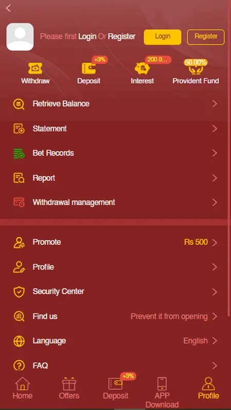 777Fe Game Profile Screen – View Account Details and Balance